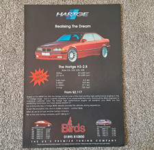 BIRDS BMW E36 HARTGE H3 2.8 - FRAMEABLE COLLECTIBLE ORIGINAL CLASSIC CAR ADVERT