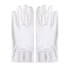  1 Pair Satin Bowknot Gloves with Pearl Wedding Bridal Gloves Elastic for Women