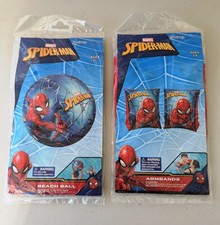 Brand New Spiderman Inflatable Pool / Beach Ball & Armband Swim Floaties Bestway