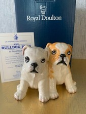 ROYAL DOULTON DOG  BULLDOG PUPS SEATED MODEL No DA 248 BOXED  WITH CERT LTD ED