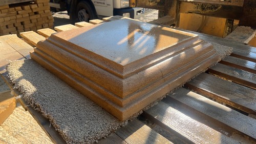 Cast stone fluted pier - cast, caps