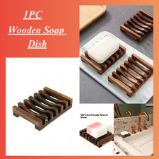 Bamboo Wooden Soap Dish Soap Rack Plate Container With Drainage Holes Design