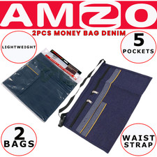 2pc Denim Money Bag Multi Pocket Adjustable Waist Belt for Market Traders CT0235