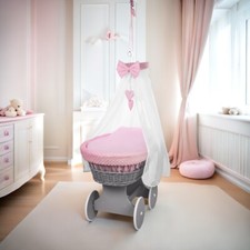 Grey Wicker Wheels Moses