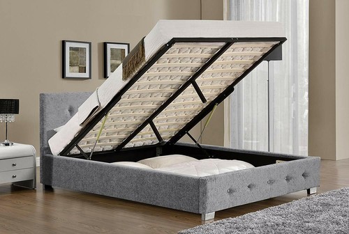 Grey fabric ottoman - ottoman, storage