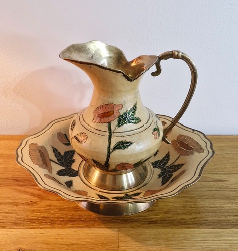 Vintage brass cloisonne floral - vintage,