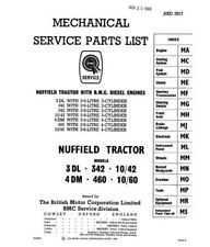 Nuffield 3DL 342 10/42 4DM 460 10/60 Tractor Parts Manual DD