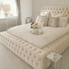 Windsor Bed Plush Velvet Ambassador Upholstered Bed Frame Double King Super King