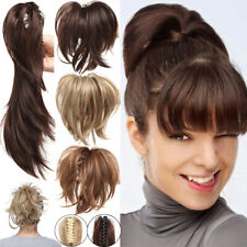 12" Short Messy 100% Real Thick Hair Clip in Ponytail Claw on Hair Extensions TF