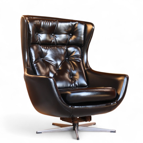 Mid century black faux leather - black,