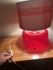 IKEA Rare 90s Vintage Red Glass Table Lamp Base Style B0211, issjo, scandi