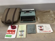 VINTAGE Typewriter ALUMINIUM OLIVETTI LETTERA 22 Working Blue Green Case 60s 70s