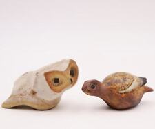 Vintage Tremar Pottery Handmade UK Owl with Cub Set 2 Great Britain #S