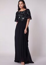 Virgos Lounge Black Sequin Maxi Dress UK 6 8 10 12 RRP £180