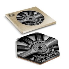 1 x Hexagon Coaster - BW -