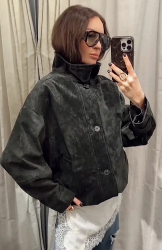 Zara 100 leather suede jacket - suede,