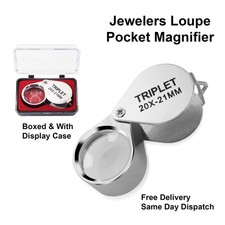 Jewelers Loupe Pocket Magnifier Boxed With Display Case/Key Ring - 20 x 21mm