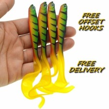 Perch Fishing lures 6 x Soft Plastic Savage Shad Trout Pike Chub Gear 2 x Hooks