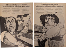 Kemble Yamaha Piano Dracula Quasimodo 2 1973 Punch Magazine UK PRINT ADS 8x11.5"