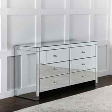 NICHES Chest of Drawers Mirror 6 Storage Cabinet Sideboard 72x 125cm Storage