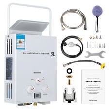 Tankless Portable Gas Water Heater LPG Propane 6L Boiler Camping w/ Shower Head