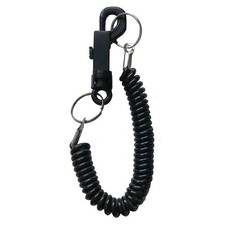 BLACK SPIRAL KEY CHAIN Retractable Clip On Ring Stretchy Coil Spring Keyring UK