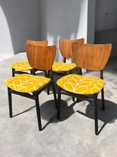 Vintage Mid Century Homeworthy G Plan Style Set of 4 Chairs in Orla Kiely Stem