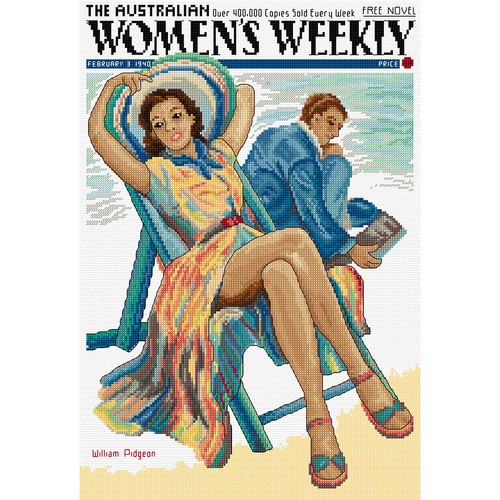 Deck chair lass crosstitch - deck,