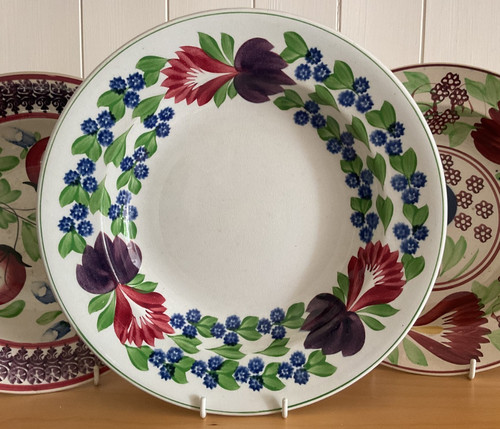 Antique spongeware soup - antique, bowl