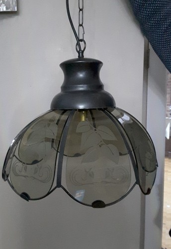 Black glass ceiling light - glass,
