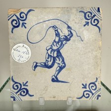 Mid 17th Century Delft Tile - Jump Rope / Skipping c1640