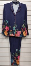 PRETTY SECRETS LADIES PLUS SIZE VISCOSE BLUE FLORAL PYJAMA SET UK SIZES 12-34