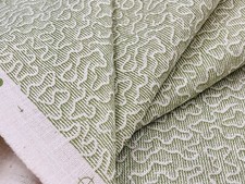 Andrew Martin Contemporary Meandering Lines Print Fabric- Pollen / Leaf 0.75 yds