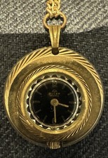 Vintage Buler Swiss  17-Jewel Pendant Watch Gold Tone Necklace -Spares/Repair 
