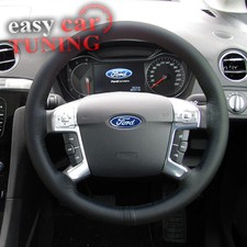 For Ford Mondeo MK4 2007-2014 Black Real Genuine Leather Steering Wheel Cover