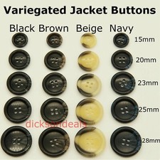 6 Coat Jacket Buttons Variegated Black Brown Navy or Beige, 15mm 20mm 25mm 28mm
