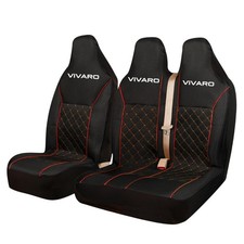 FOR VAUXHALL VIVARO SPORTIVE - LUXURY QUILTED RED PIPING VAN SEAT COVERS 2+1 77