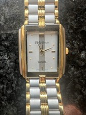 NEW Philip Persio Quartz Watch Two Tone Bracelet Gold & Silver S/ Steel Unisex