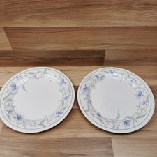 2 x Vintage Staffordshire Tableware Blue Floral 26cm Dinner Plates