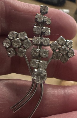 Vintage rhinestone floral - rhinestone,
