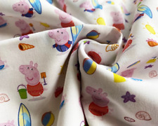Peppa Pig & Family Beach Day 100% Cotton Fabric - HALF METER - 58"/147cm Wide