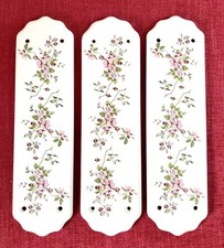 Reclaimed White With Floral Design Porcelain Door Finger Push Plates x 3