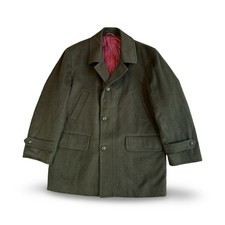 Reis Roma Loden Overcoat Green Alpaca Wool Blend Coat 24” Pit Italy 44