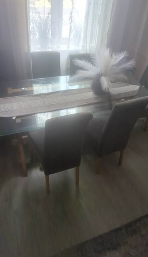 Glass wood dinning - table, with