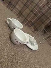 Costa Coffee Bundle Of Cups Latte Glass And Two Cappuccino Mugs