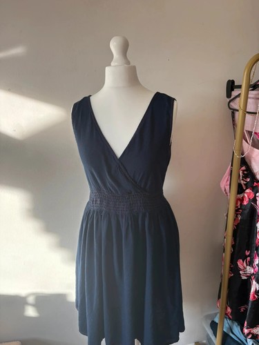 Navy blue peacocks mini dress - blue,