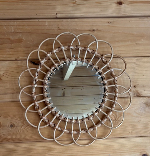 Round woven rattan wall - woven, mirror