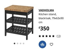 IKEA Vadholma Kitchen Island Black/Oak