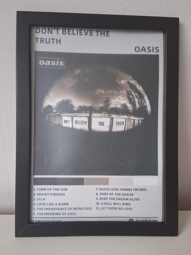 Oasis framed album poster - oasis, a4