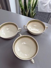 3 vintage soup bowls handles